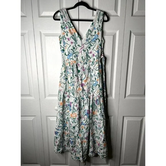 Tanya Taylor Neves White Floral Printed Sleeveless Maxi Dress Women's Size 4 - Picture 13 of 13